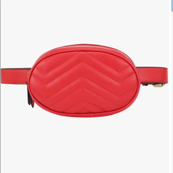 Quilted Leather Fanny Pack Bag with Belt - Picture 3 of 3